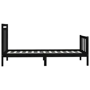 Berkfield Bed Frame Black Solid Wood Pine 100x200 cm