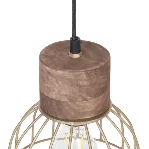 5 Light Pendant Lamp Light Wood Brass VARADA