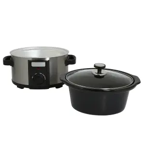 6.5L Slow Cooker Black Removable Ceramic Bowl 315W