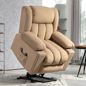 HOMCOM Power Lift Recliner Chair with Vibration Massage, USB, Light Brown