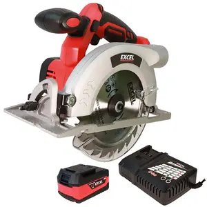 Excel 18V Cordless Circular Saw 165mm with 1 x 4.0Ah Battery & Charger