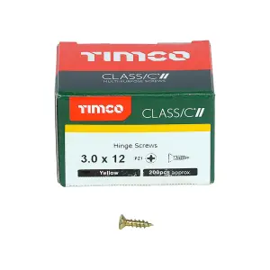 TIMCO Classic Multi-Purpose Reduced Head Countersunk Gold Piano Hinge Woodscrews - 3.0 x 12 (200pcs)