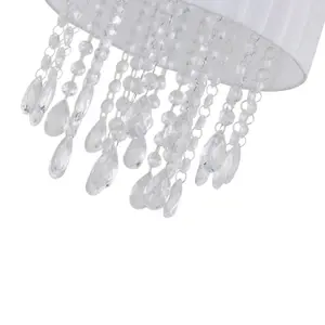 First Choice Lighting Voile 25cm Jewelled White Ribbon Pendant Shade