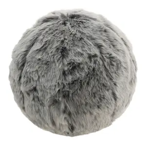 icon Round Faux Fur Ball Cushions Arctic Wolf Grey Set of 2