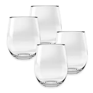 Acrylic Stemless Wine Tumbler - Plastic Picnic Camper Glasses - Set of 4