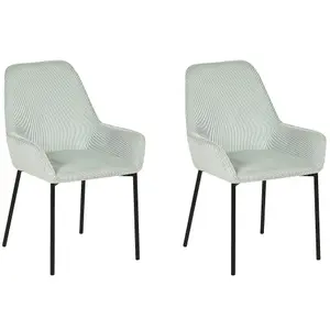 Set of 2 Dining Chairs LOVERNA Corduroy Mint Green