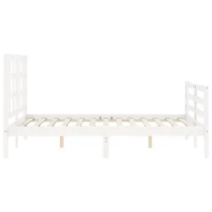 Berkfield Bed Frame with Headboard White 140x190 cm Solid Wood