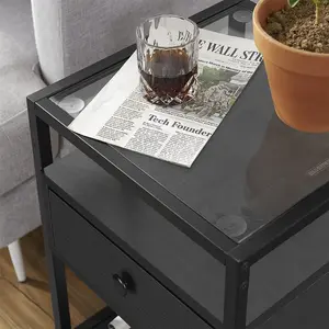 NS 1 Drawer Bedside Table Black