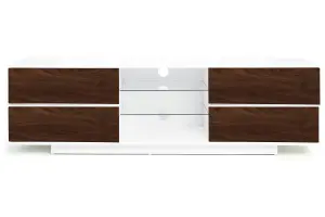 Homeology Avitus Premium High Gloss White with 4-Walnut Drawers and 2 Shelves up to 65" LED/OLED/LCD TV Cabinet