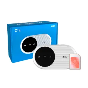 ZTE U10 x Pre-Loaded 24GB "Plug & Play" Three Data SIM Wi-Fi 6/4G Portable Low Cost Travel Hotspot