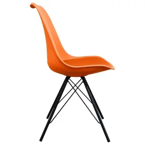 Soho Orange Plastic Dining Chair with Black Metal Legs