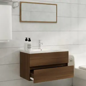 Audreigh 100mm Wall Hung Single Vanity Brown Oak