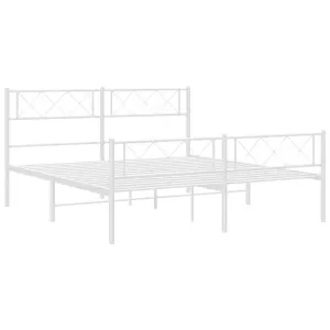 Berkfield Metal Bed Frame with Headboard and Footboard White 150x200 cm