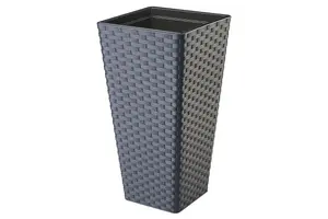 Square Tall Plant Pot Elegant Large Flower Indoor Outdoor Garden Planters Rattan Anthracite H 75cm x D 40cm