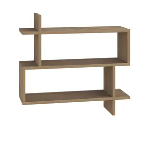 Argonaut Modern Wall-Mounted 2-Tier Floating Bookshelf Dark Oak