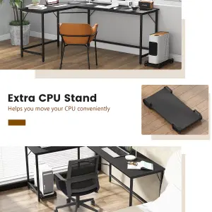 Costway L-Shaped Home Office Desk Computer Corner Desk Gaming Table with CPU Stand