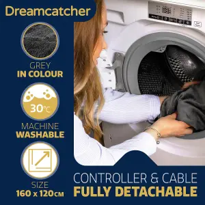 Dreamcatcher Sherpa Fleece Polyester Heated Electric Throw Blanket 160cm x 120cm Dark Grey