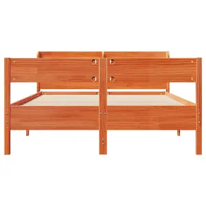 Berkfield Bed Frame without Mattress Wax Brown 140x200 cm Solid Wood Pine