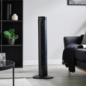 GEEPAS 37-inch  Oscillating Tower Fan with 3 Speeds Digital Display Touch Panel 4 Modes with remote control, Black