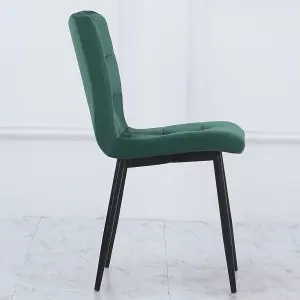 4Pcs Green Velvet Dining Chairs with Metal Legs