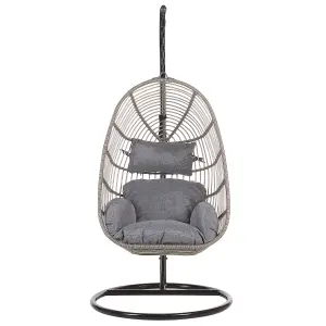 Hanging Chair with Stand CASOLI PE Rattan Grey