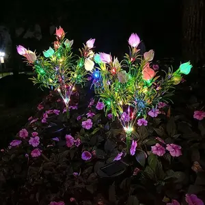 Solar Gardenia Lawn Light Simulation Flower LED Garden Light Waterproof Courtyard Lawn Pathway Landscape Outdoor Decorative Atmosphere Light 1/2Pcs