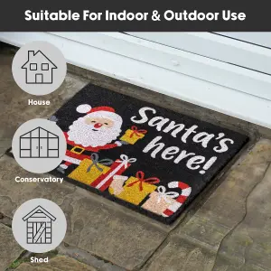 JVL Latex Christmas Coir Door Mats - 40 x 58cm - Santa