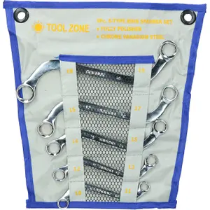 Metric S Shaped Bent Obstruction Spanner Wrench Set 5pc 10mm to 19mm