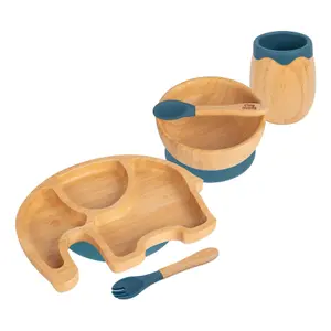 5pc Bamboo Elephant Baby Weaning Set - Navy Blue