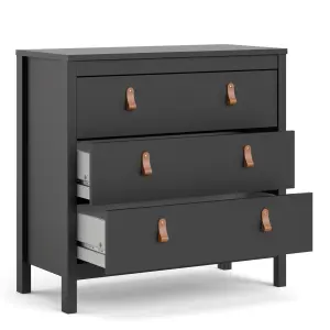 Barcelona Chest 3 drawers in Matt Black