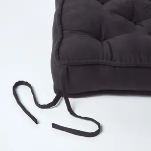 Homescapes Black Faux Suede Dining Chair Booster Cushion