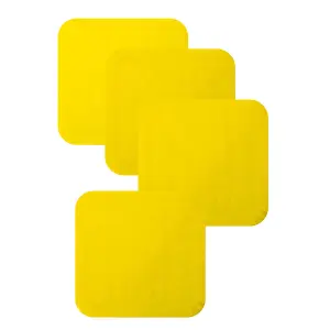 4 Pk Yellow Anti Slip Silicone Table Coasters - 140 x 140mm - Dishwasher Safe