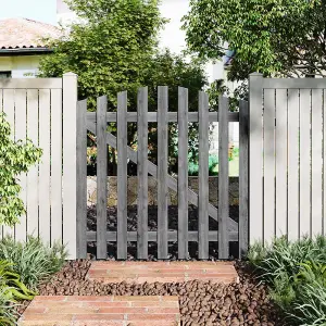 Grey 120x120cm Outdoor Wooden Garden Gate Spruce Wood Fence Door with Door Bolt