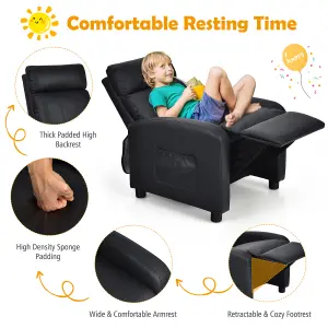 Costway Kids Recliner Chair PU Leather Ergonomic Adjustable Sofa Chair Lounge Chair