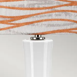 Luminosa Milo Table Lamp with Round Shade, Polished Nickel, White, Orange