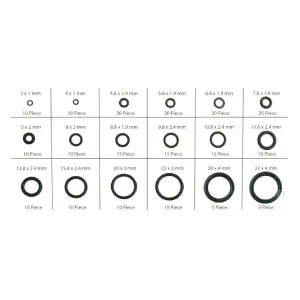 225 x Metric O-Rings Seal Washers Gaskets Hydraulics Diesel Petrol & Solvents