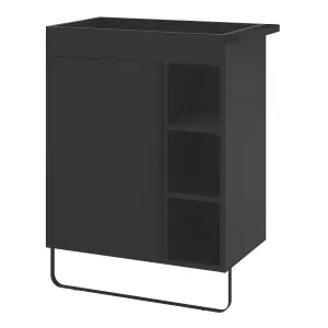 GoodHome Maza Slimline Matt Black Single Wall-mounted Bathroom Cabinet (H) 820mm (W) 650mm