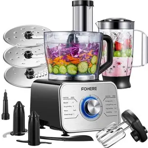 FOHERE Food Processor Multifunctional, 3-Speed Food Processor And Blender Combo With 3.5 L Bowl, 1.5 L Blender Jug, Simple Operation For Blending,