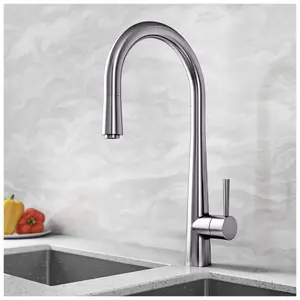 Luxury Pull Out Single Lever Kitchen Sink Mixer Brushed Nickel