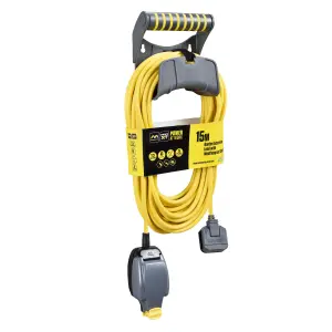 Masterplug EXU1513/1IPY/CHT-BD IP54 Rated 1 socket 13A Grey & yellow Extension lead, 15m