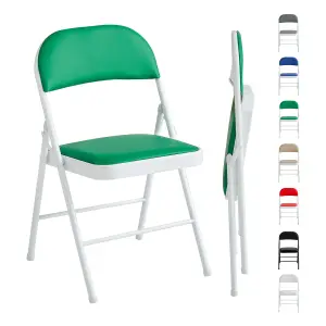 Mcc Direct Single Folding Dining Chair Metal Frame Padded Seats Green