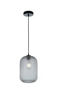 Luminosa Ashford Glass Dome Pendant, Grey, E27