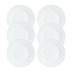 URBNLIVING 2cm Height White Opal Glass Luminarc Modern Summer Dessert Plate Set of 6