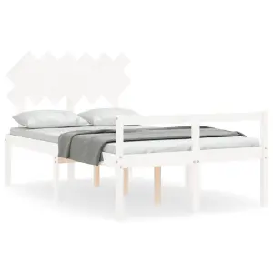 Berkfield Bed Frame with Headboard White 120x200 cm Solid Wood