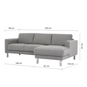 Cleveland Chaiselongue Sofa (RH) in Nova Light Grey