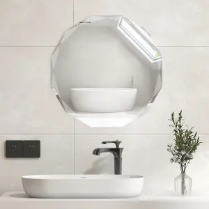 Costway Wall-mounted Bathroom Vanity Mirror Frameless Premium Silver Polished Mirror