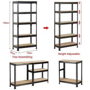 Yaheetech Black Metal 5 Tiers Boltless Storage Shelf for Warehouse Home