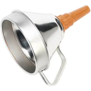 160mm Metal Funnel with Brass Filter and Handle for Safe Pouring