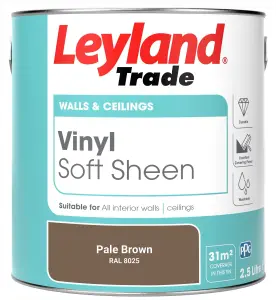 Leyland Trade Vinyl Soft Sheen Walls & Ceilings Emulsion Paint Pale Brown (RAL 8025) - 2.5L