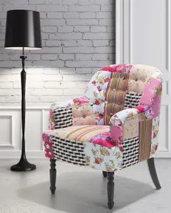 Beliani Boho Armchair MANDAL Fabric Pink